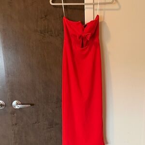 Lulu's Vibrant Red Strapless Dress
